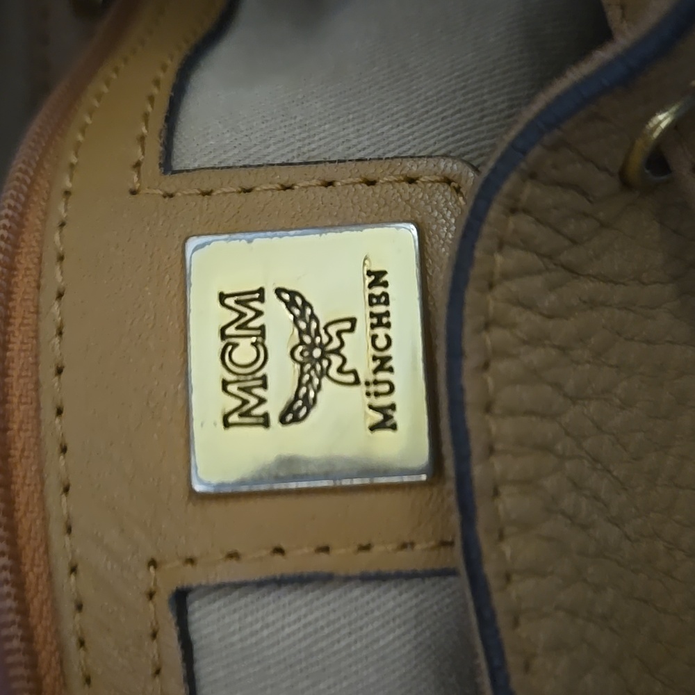 EUC MCM Tan Monogram Shoulder Bucket Bag - Picture 7 of 9